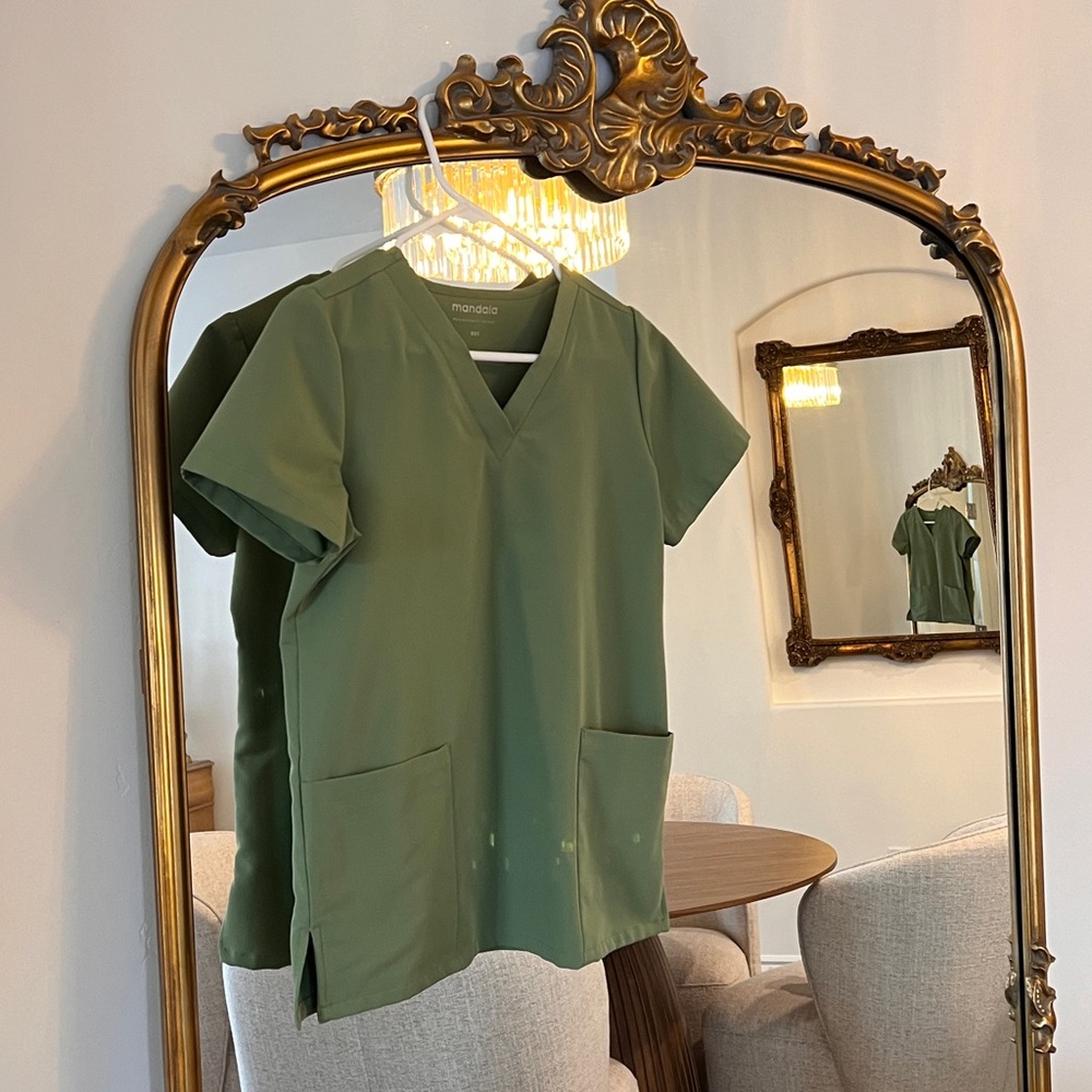 Mandala Green Scrub Top